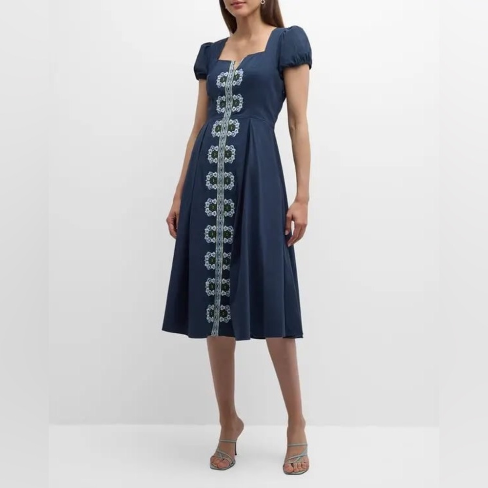 Elie Tahari Navy Dress with Floral Detail